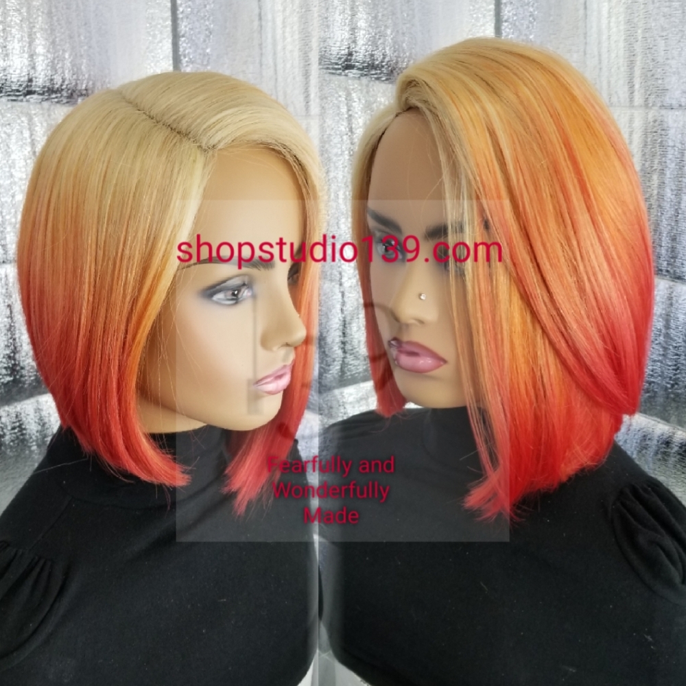 Sexy human hair custom colored bob wig
